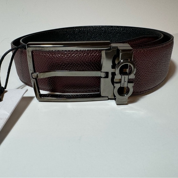 Salvatore Ferragamo Gancini keeper reversible adjustable belt black/brown 34 NWT - Picture 5 of 11